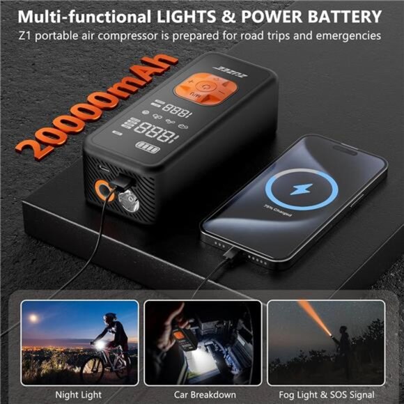 Tire Inflator Portable Air Compressor - 4X Faster Inflation, 150PSI Air Pump - Picture 6 of 7